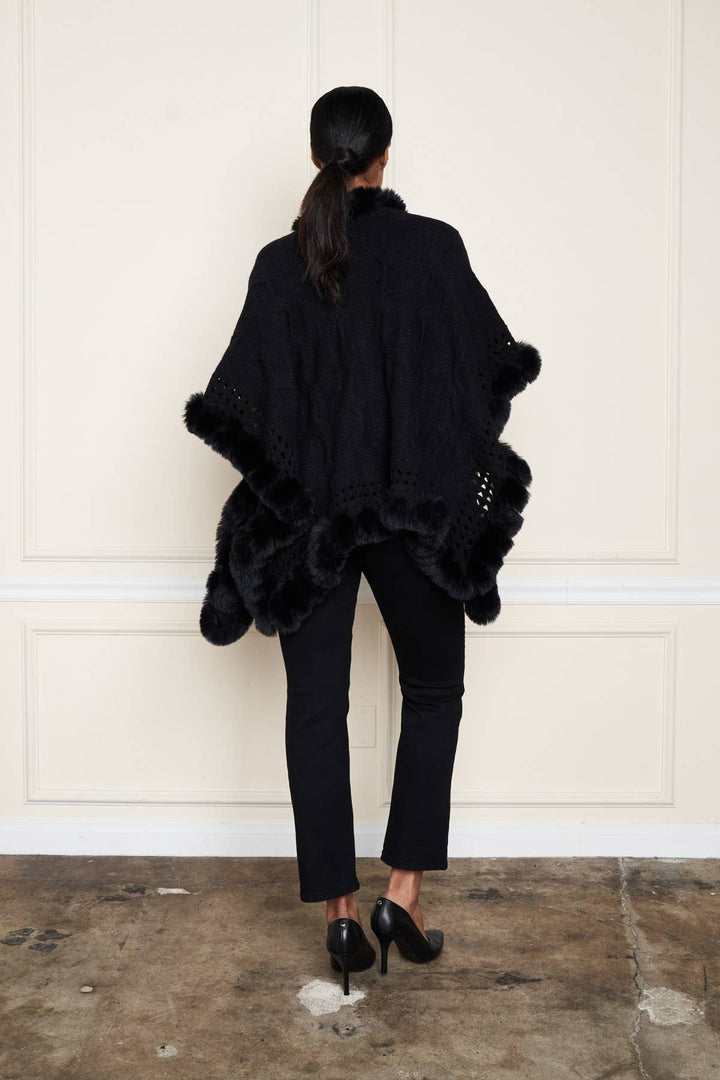 Faux Fur Trim Wrap: Black
