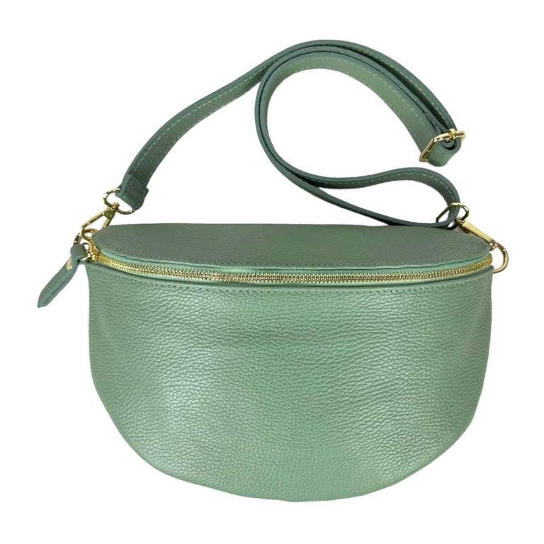 Large Italian Leather Waist Bag: Orange