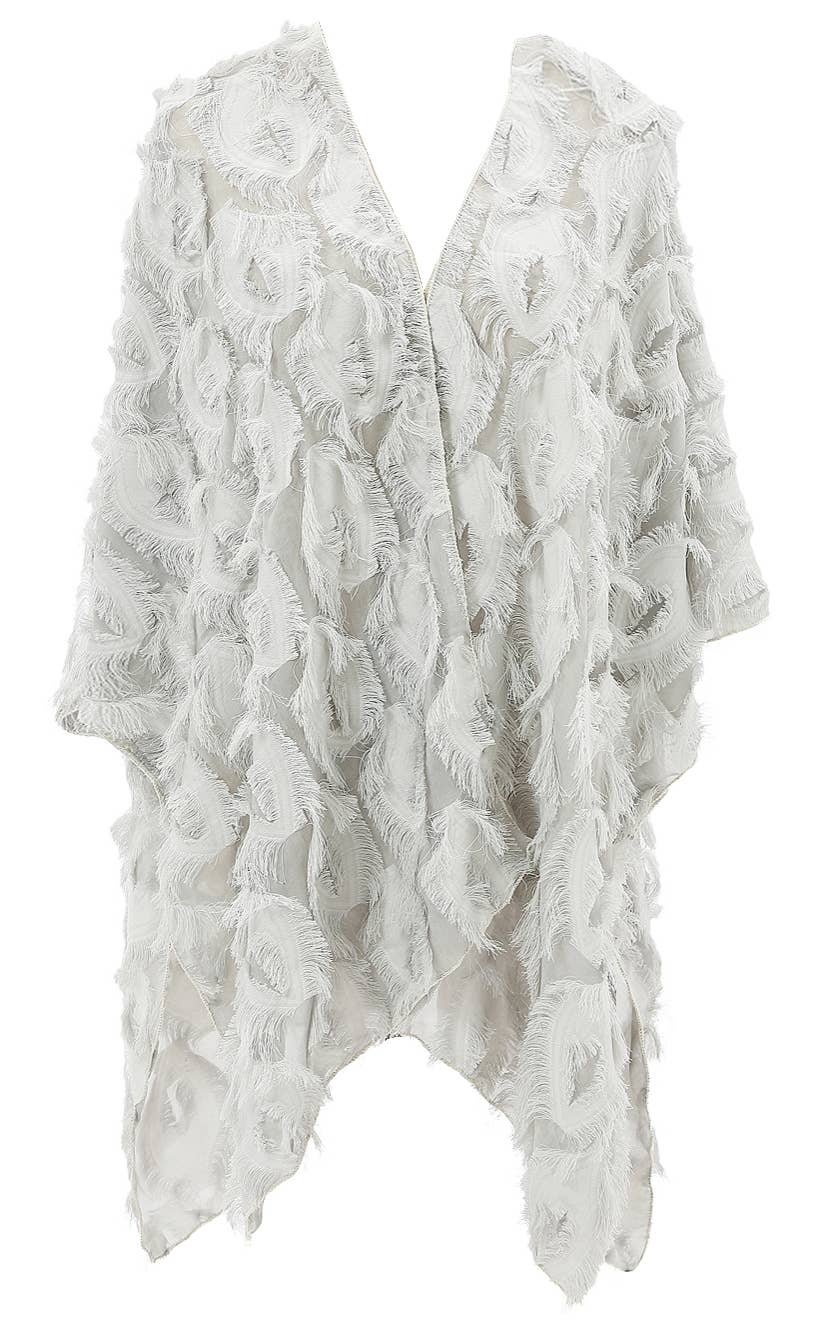 Elegant 3D Feather Fringe Eyelash Kimono/Cover-Up: Purple
