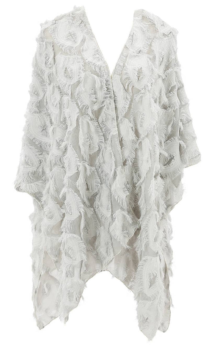 Elegant 3D Feather Fringe Eyelash Kimono/Cover-Up: Purple