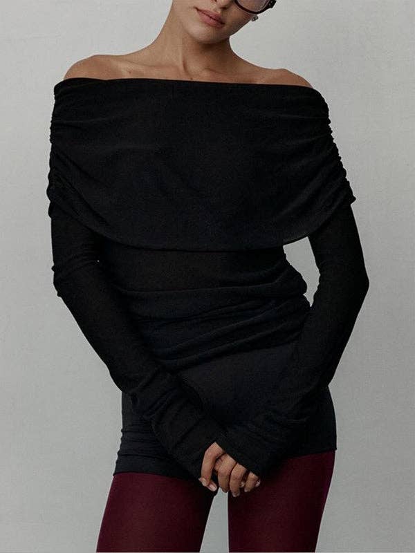 Off Shoulder Sweater:Red /S