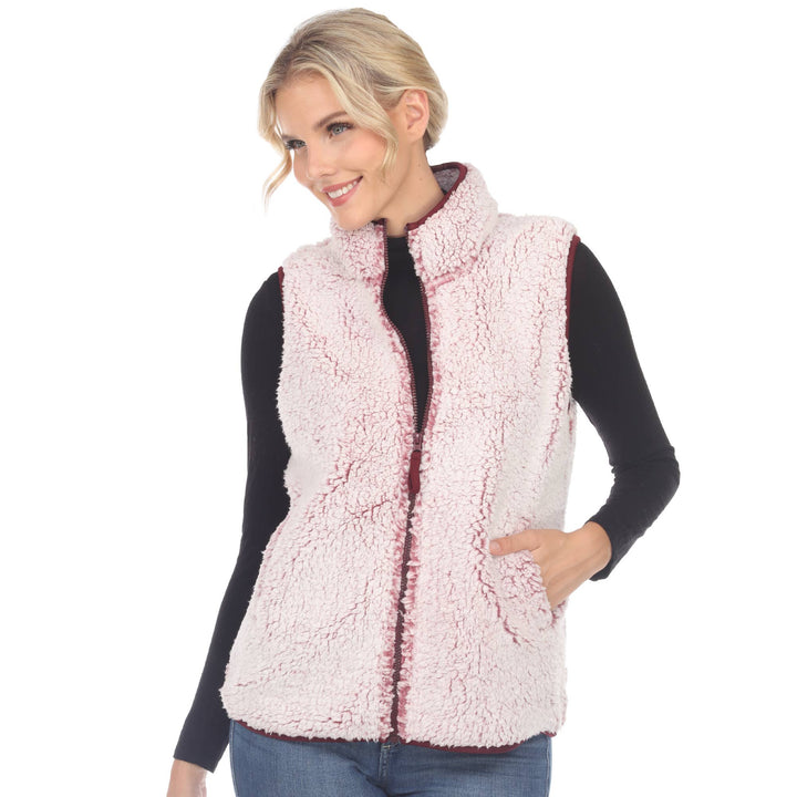 Zip up sherpa vest: Black / L