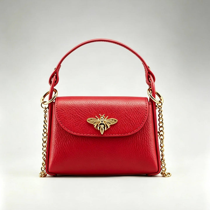 Mini Leather Bag Bee Clasp: Marrone