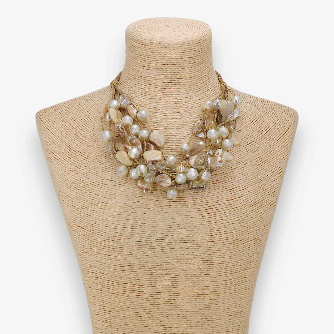 Bijoux Envie Statement Jewelry - Chunky Shell & Pearl Necklace | Handmade Statement Jewelry