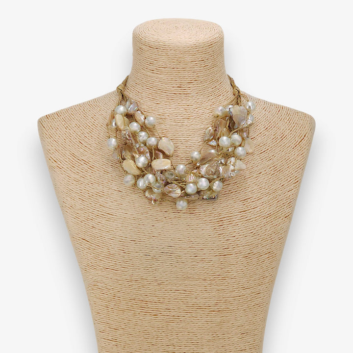Bijoux Envie Statement Jewelry - Chunky Shell & Pearl Necklace | Handmade Statement Jewelry