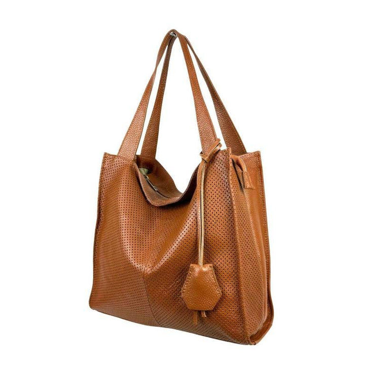 Leather Shopper Bag: Khaki