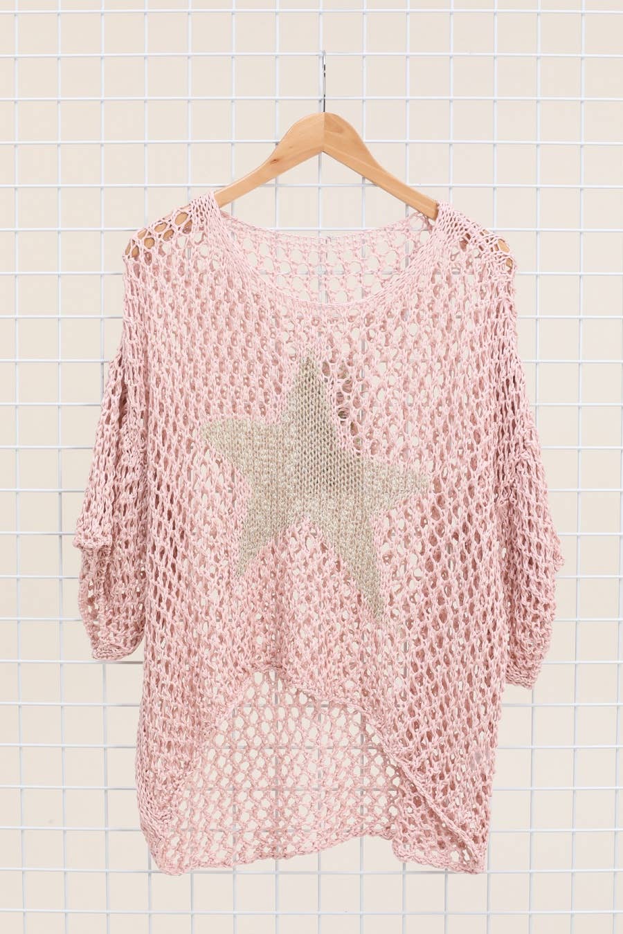 Cotton knit sweater star 100% cotton: Persimmon