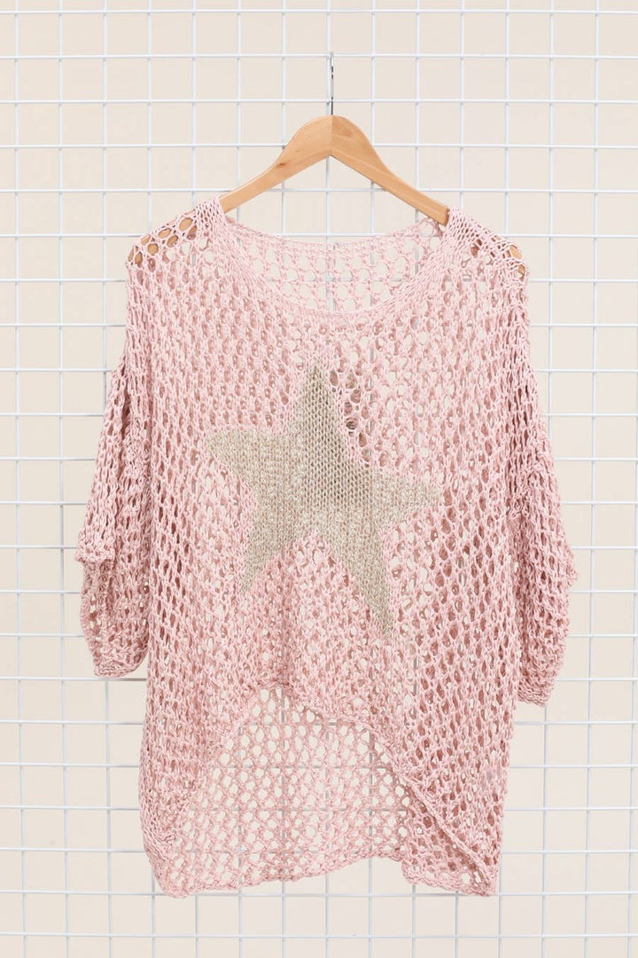 Cotton knit sweater star 100% cotton: Persimmon