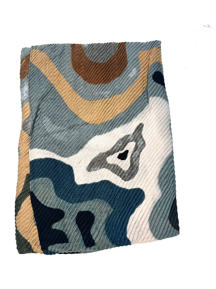 HH-239 abstract pleated scarf: Blue