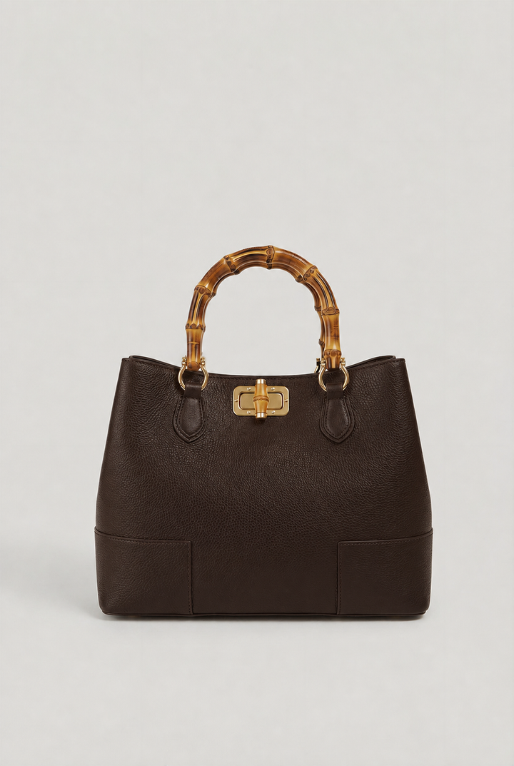 Bamboo Bag in Leather – Made in Italy Moro