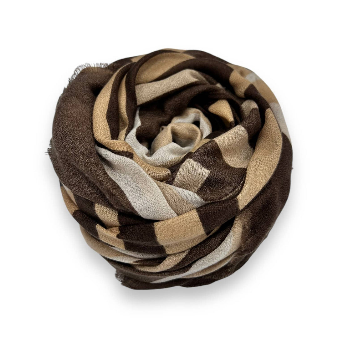 maze print scarf fringes: Black