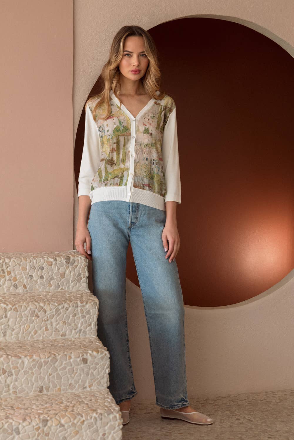 Print Cardigan: White / XS