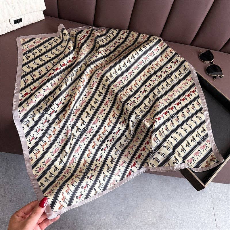Sheer Trend - Fashion Print Square Scarf: LIGHT PINK