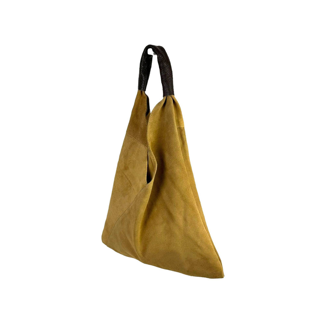 Suede Leather Shoulder Bag: Yellow