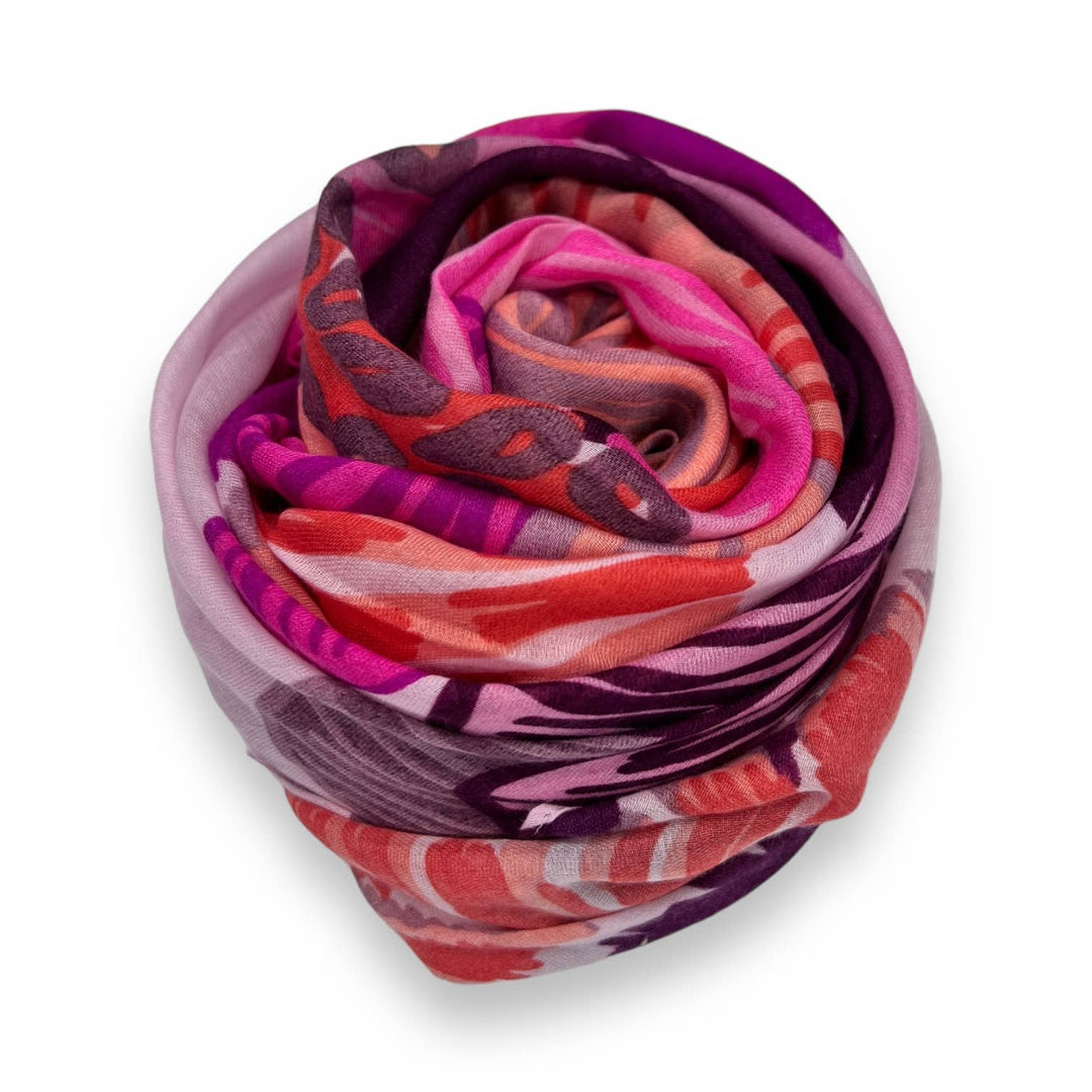 Big flower printed scarf: Grey