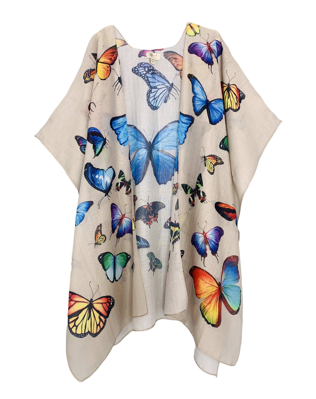 JC081101 Brown-Multi Butterfly Kimono