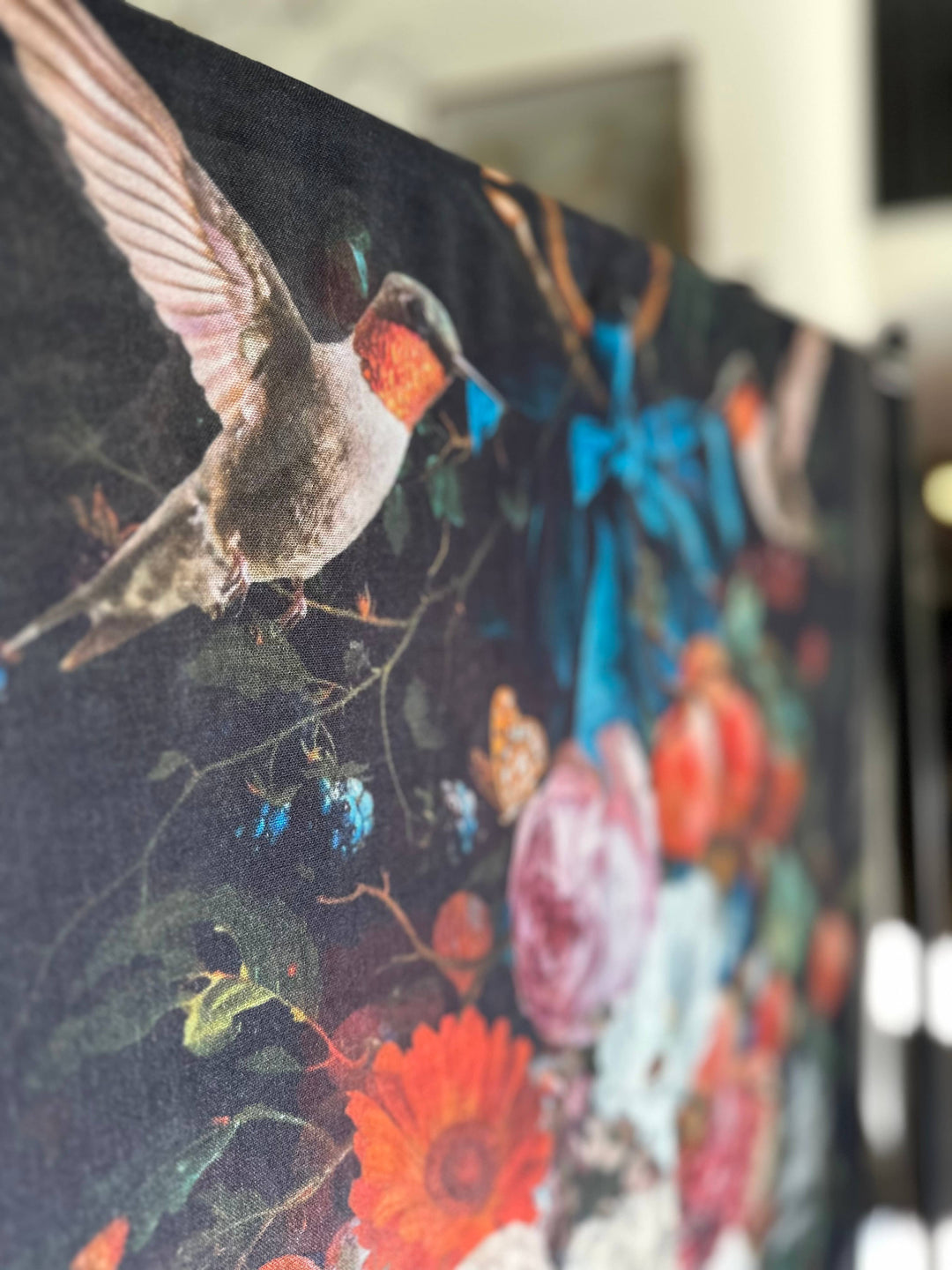 Floral Scarf with Hummingbirds Print