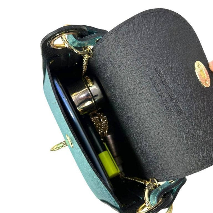 Metallic Leather Bag w/ Studs and Bee: Fuchsia
