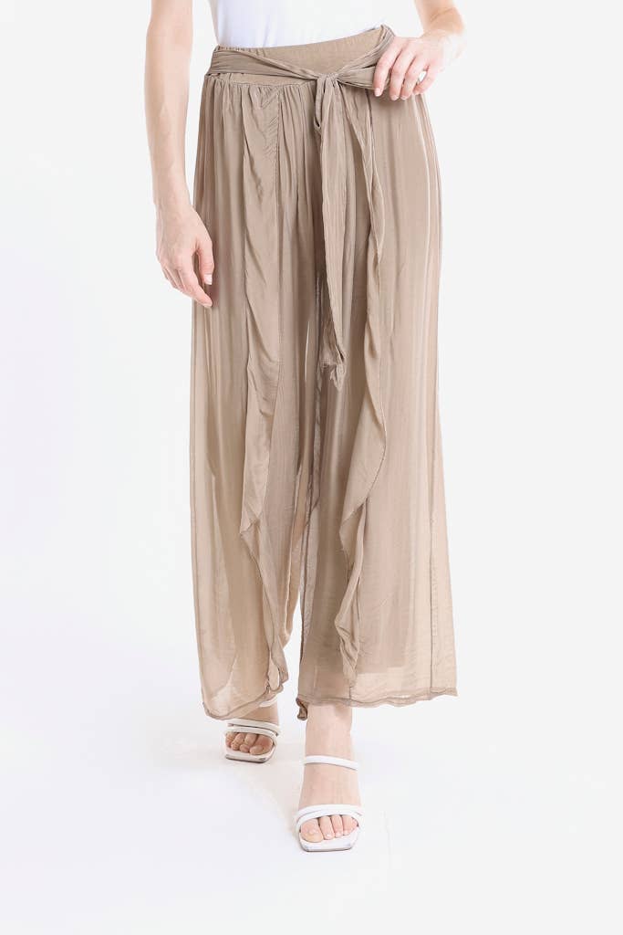 Wrap Front Silk Pant (PL214):Black