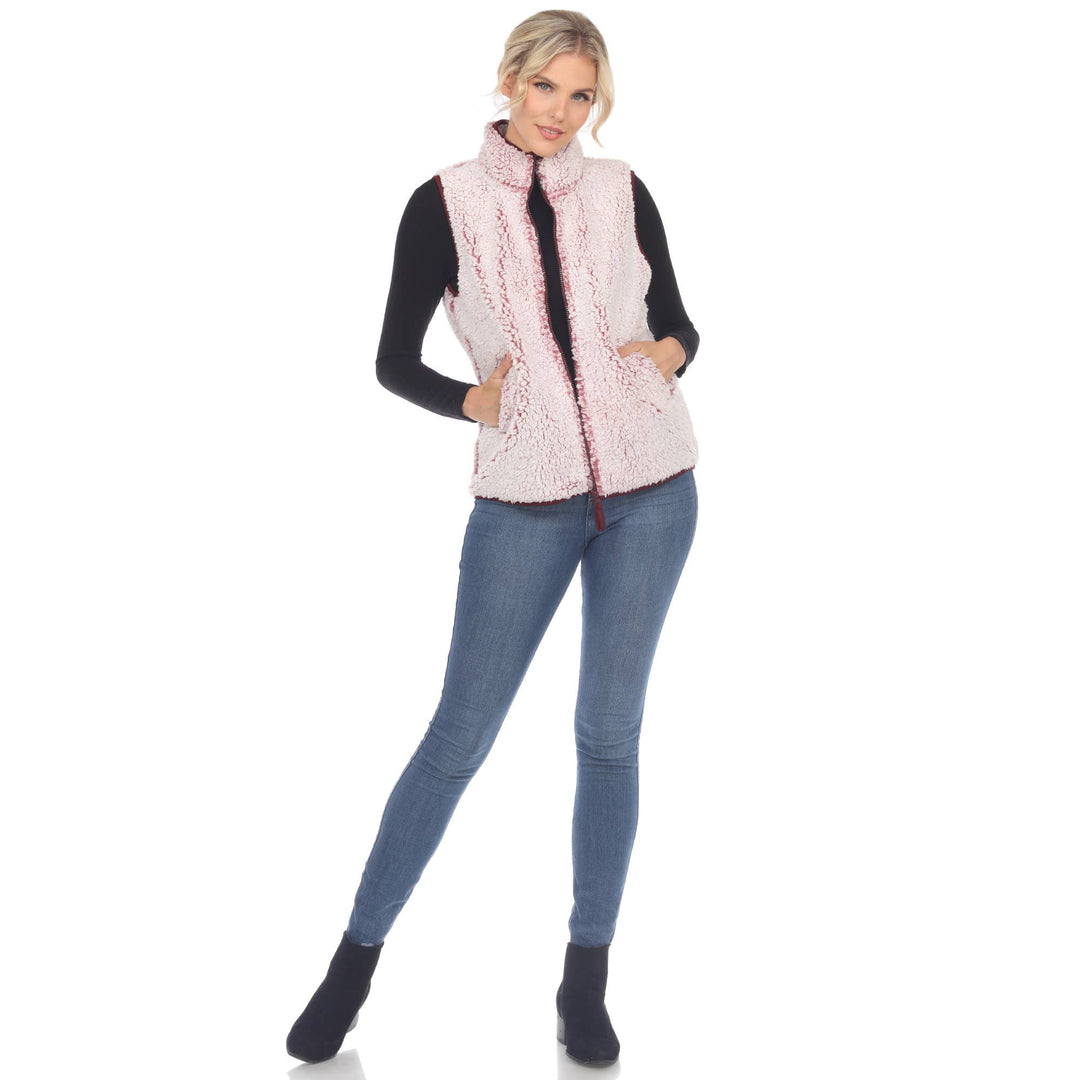 Zip up sherpa vest: Black / S