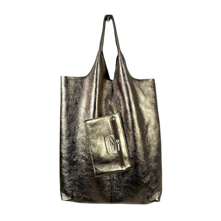 Leather Square Bag: Gold