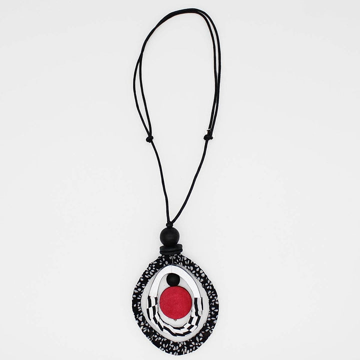 Black and Red Fabric Necklace