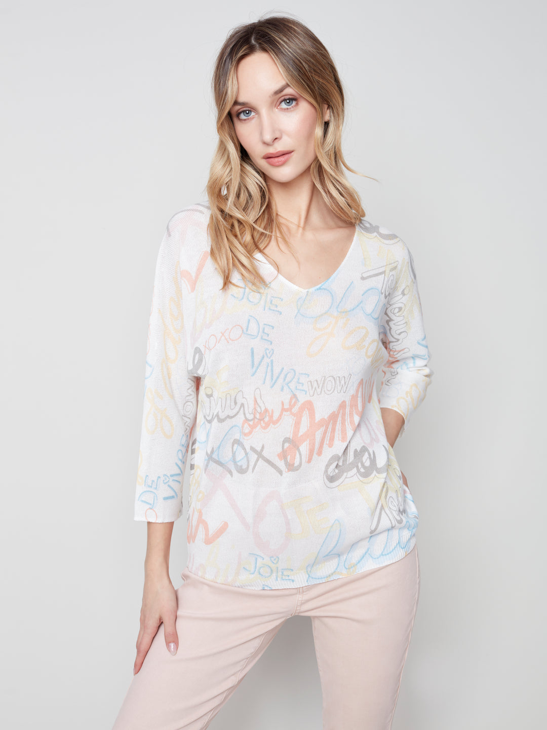 Printed Dolman Sweater - Graffiti - C2219