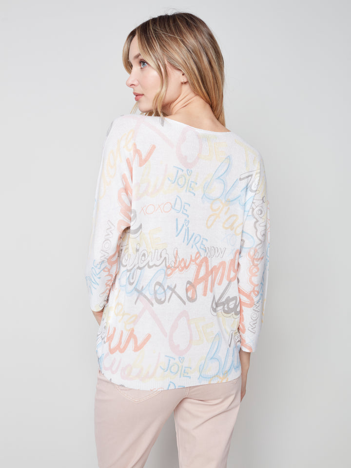 Printed Dolman Sweater - Graffiti - C2219