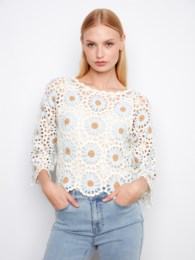 C2941 FLORAL CROCHET TOP