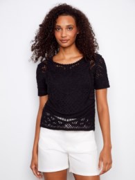 C2965 S/S CROCHET CARDI
