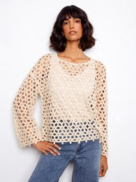C4706 3/4 CROCHET TOP