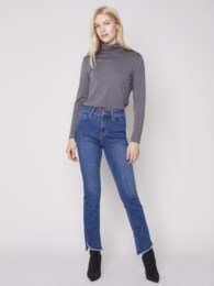 Fringe Hem Denim Pant C5429