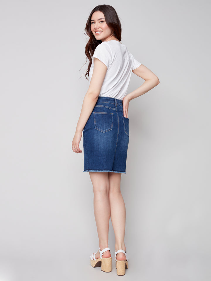 Frayed Hem Denim Skort  C7042R