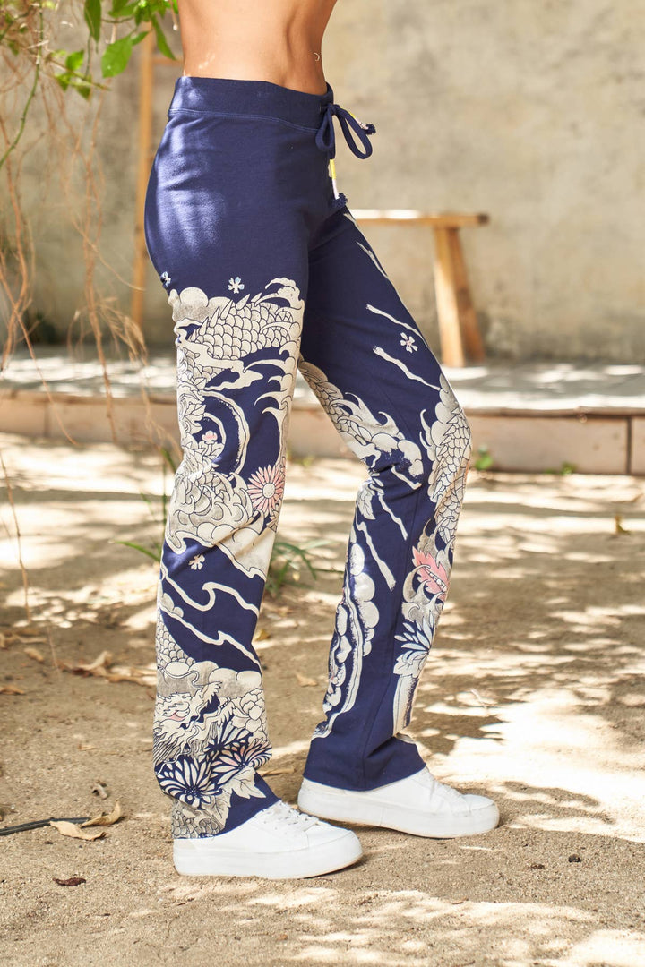 Dragon Print  Pant Navy / M
