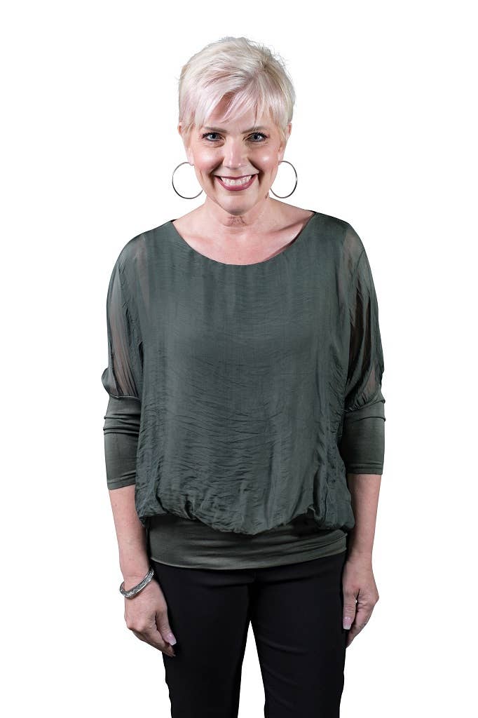 Silk Banded Blouse (BQ206):Black