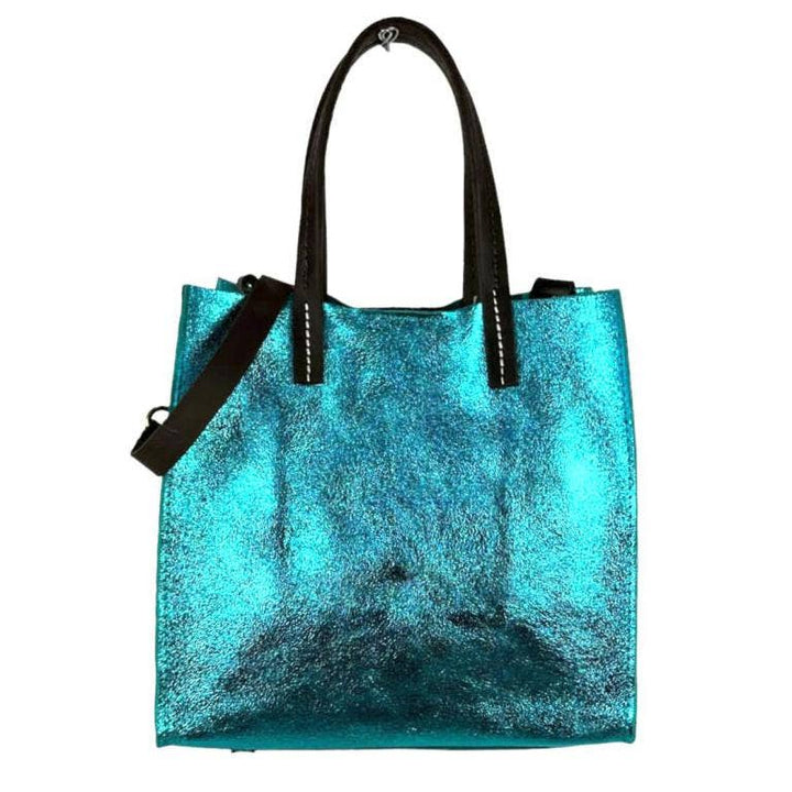 Shiny Leather Shopper Bag: Fuchsia