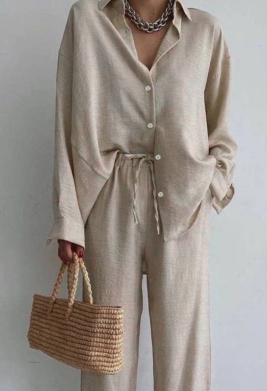 Linen Set -: Beige / L