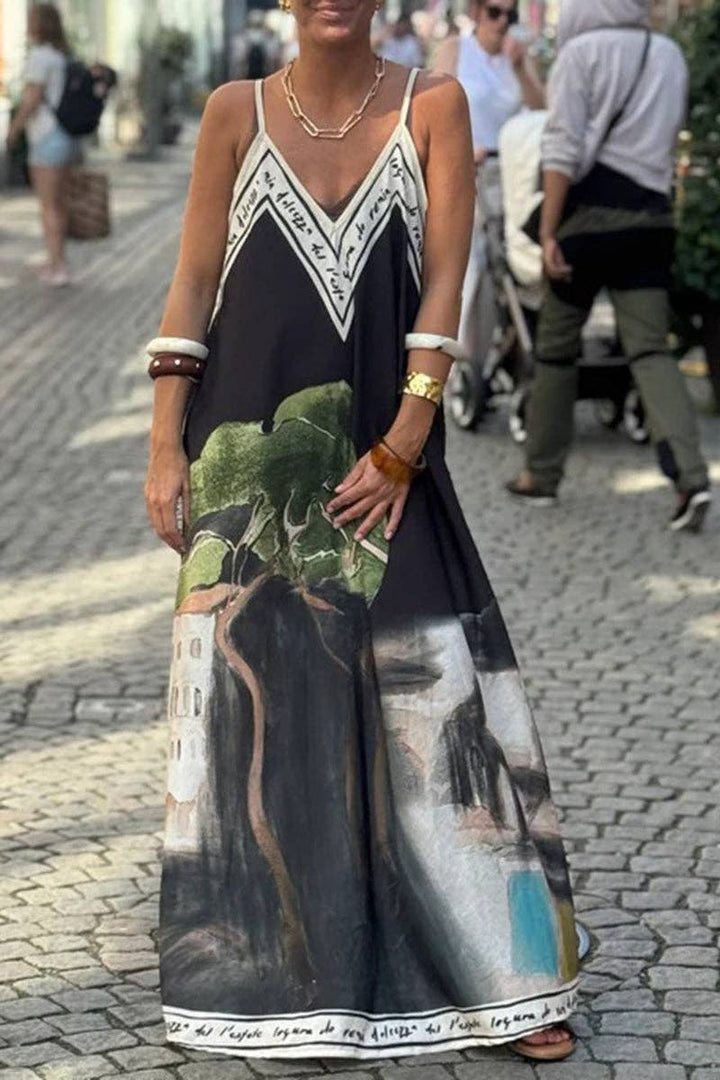 Print Maxi Dress: WHITE / XL