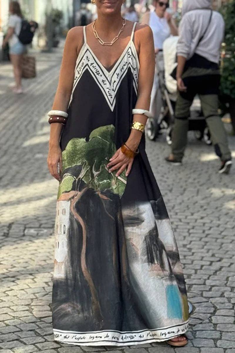 Print Maxi Dress: WHITE / S