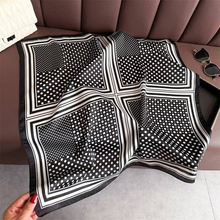 Sheer Trend - Fashion Print Square Scarf: BLACK