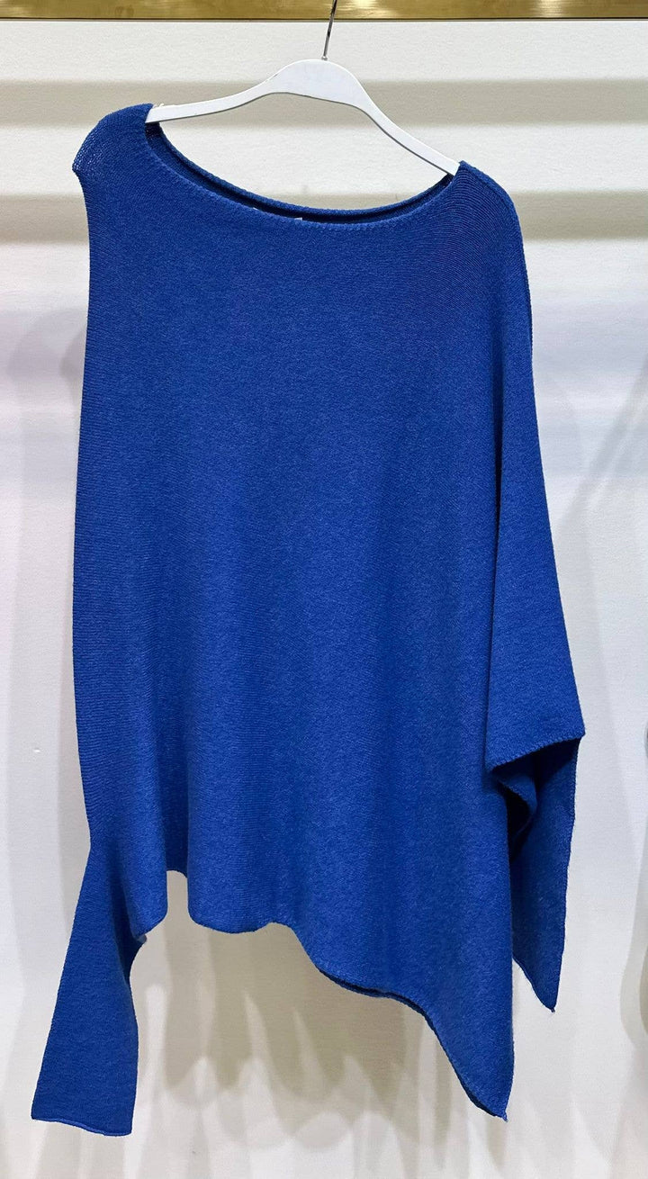 ASYMMETRICAL SWEATER: Cobalt Blue XS/S