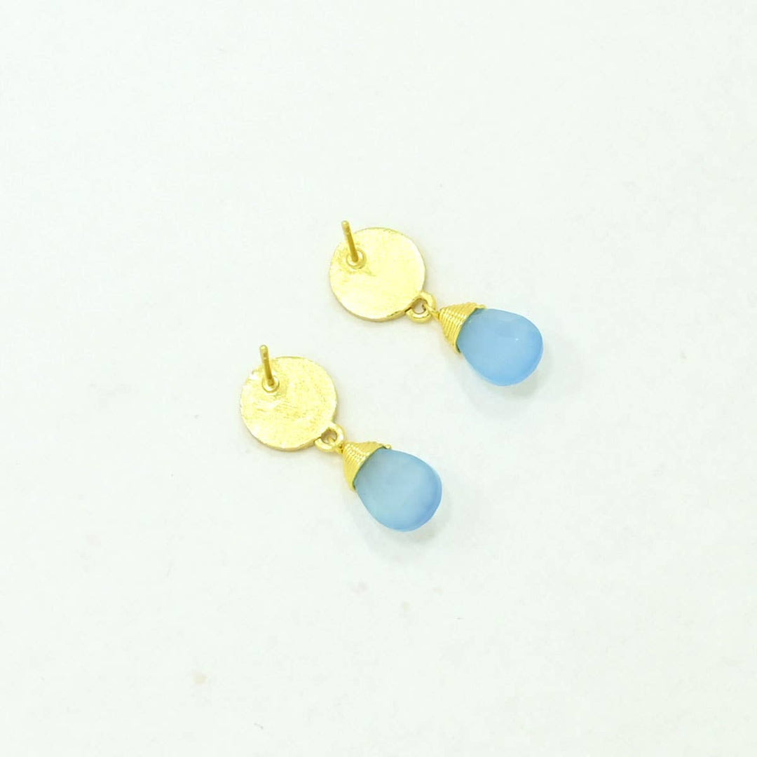 Abigail Earring Gold - Blue Chalcedony