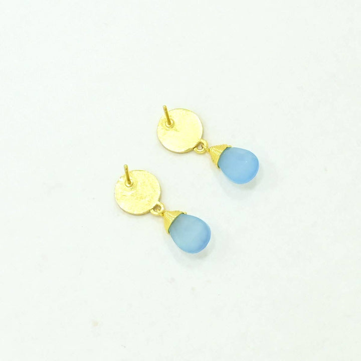 Abigail Earring Gold - Blue Chalcedony