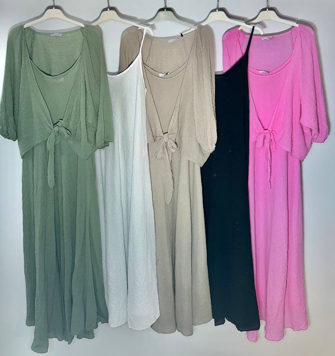 Cotton Strappy Maxi Dress: Taupe