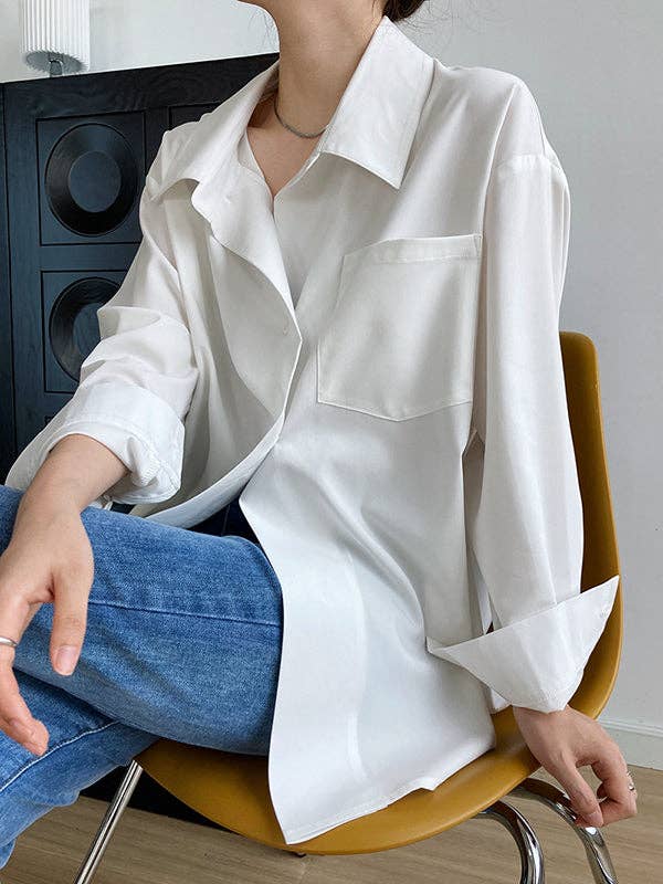 Buttoned Back Blouses: BLACK / L