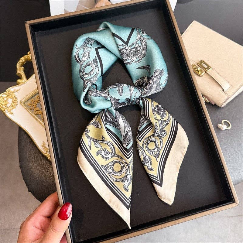 Sheer Trend - Fashion Print Square Scarf: WHITE