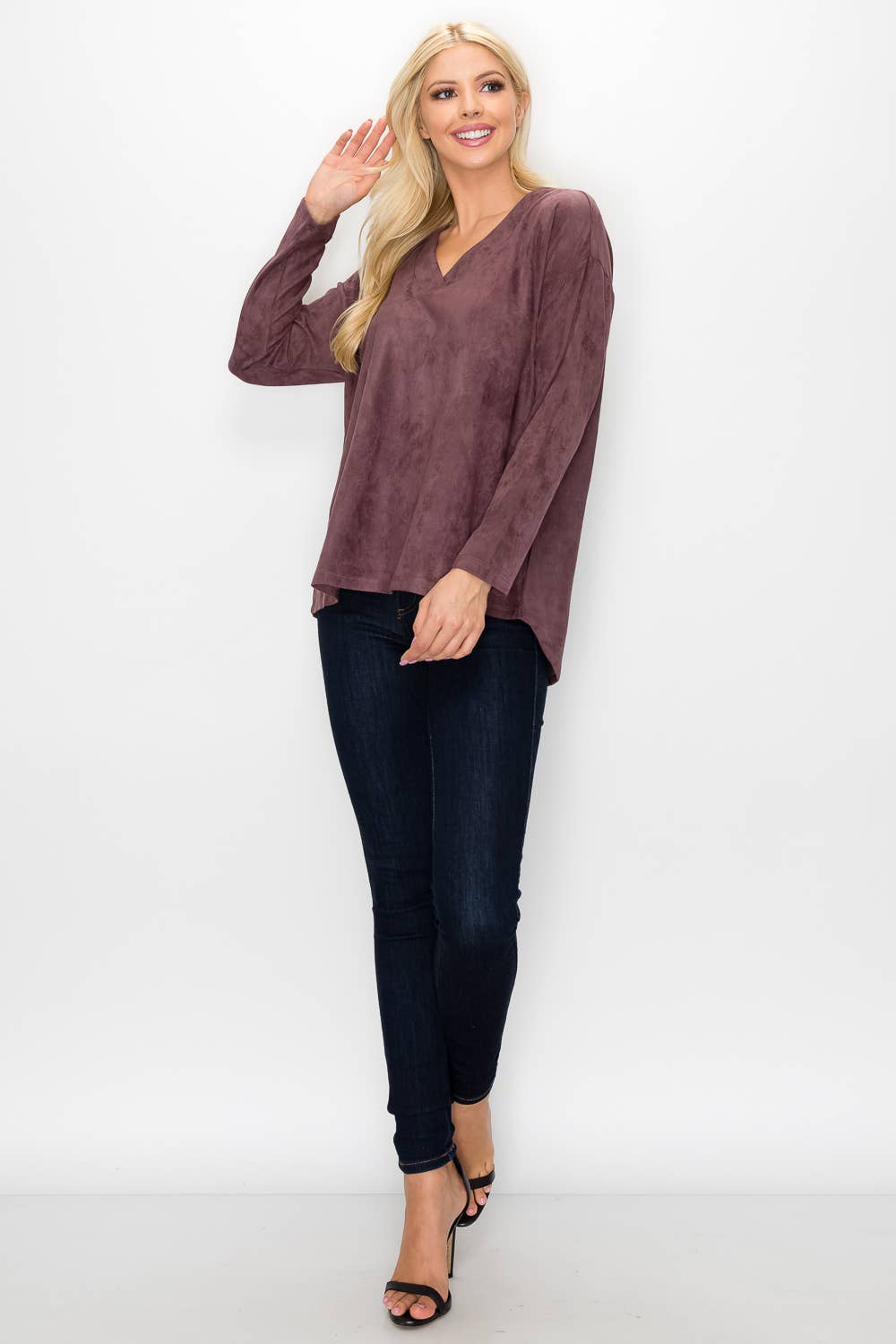 Andrea Stretch Suede Top: KHAKI / XL / A5415