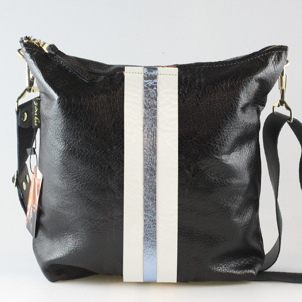 Graham Crossbody: METALLICS!: Gunmetal : Silver/IceBlue