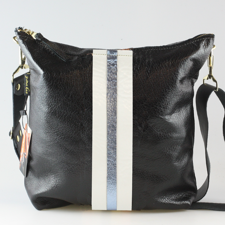 Graham Crossbody: METALLICS!: Gunmetal : Silver/IceBlue