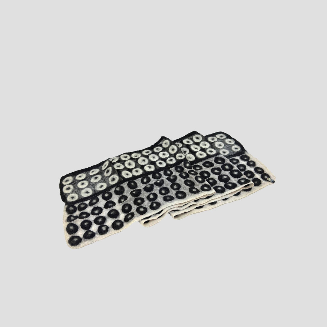 Black and White Polka Dot Felted Scarf